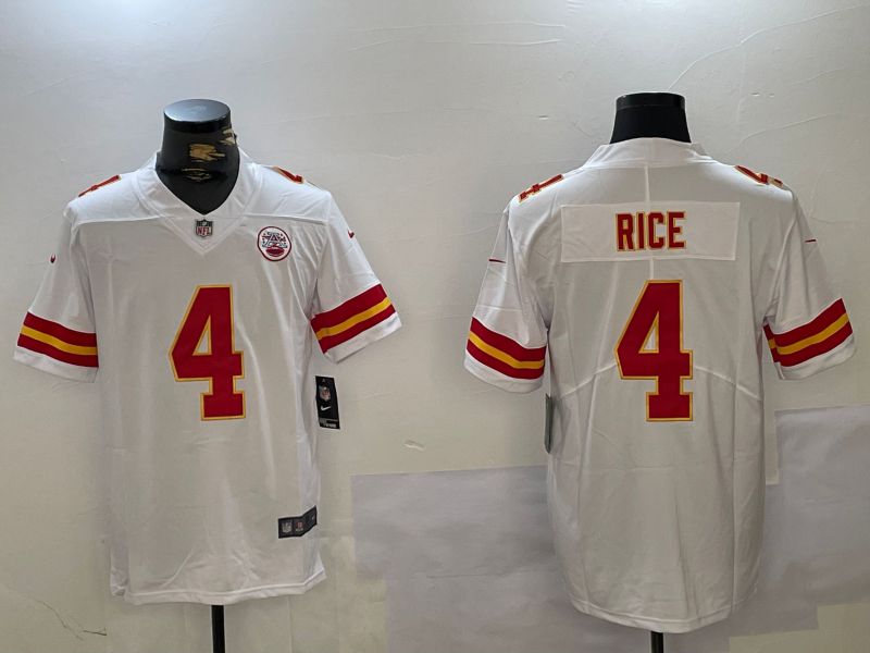 Men Kansas City Chiefs #4 Rice White 2024 Nike Vapor Limited NFL Jersey style 2->new york giants->NFL Jersey